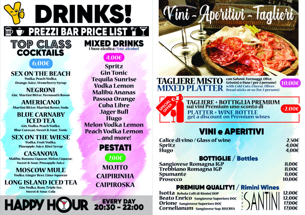 menu bar, happy hour, apertivo, cocktail