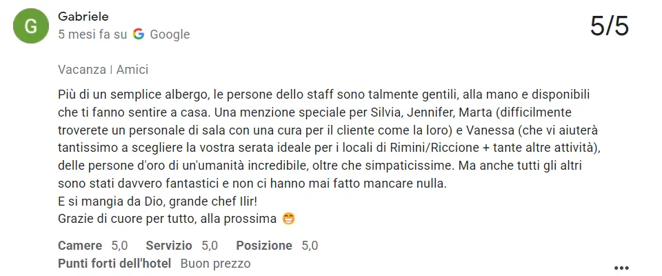 recensioni - dicono di noi - cosa dicono dell'hotel mofeo - recensioni hotel morfeo - google - tripadvisor