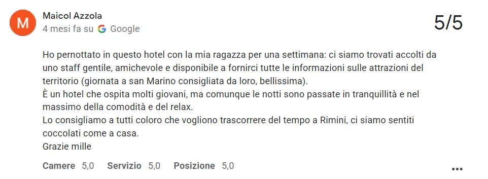 recensioni - dicono di noi - cosa dicono dell'hotel mofeo - recensioni hotel morfeo - google - tripadvisor